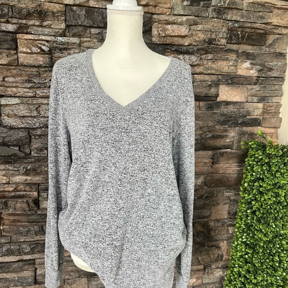 Gray V-Neck Women's Sweater